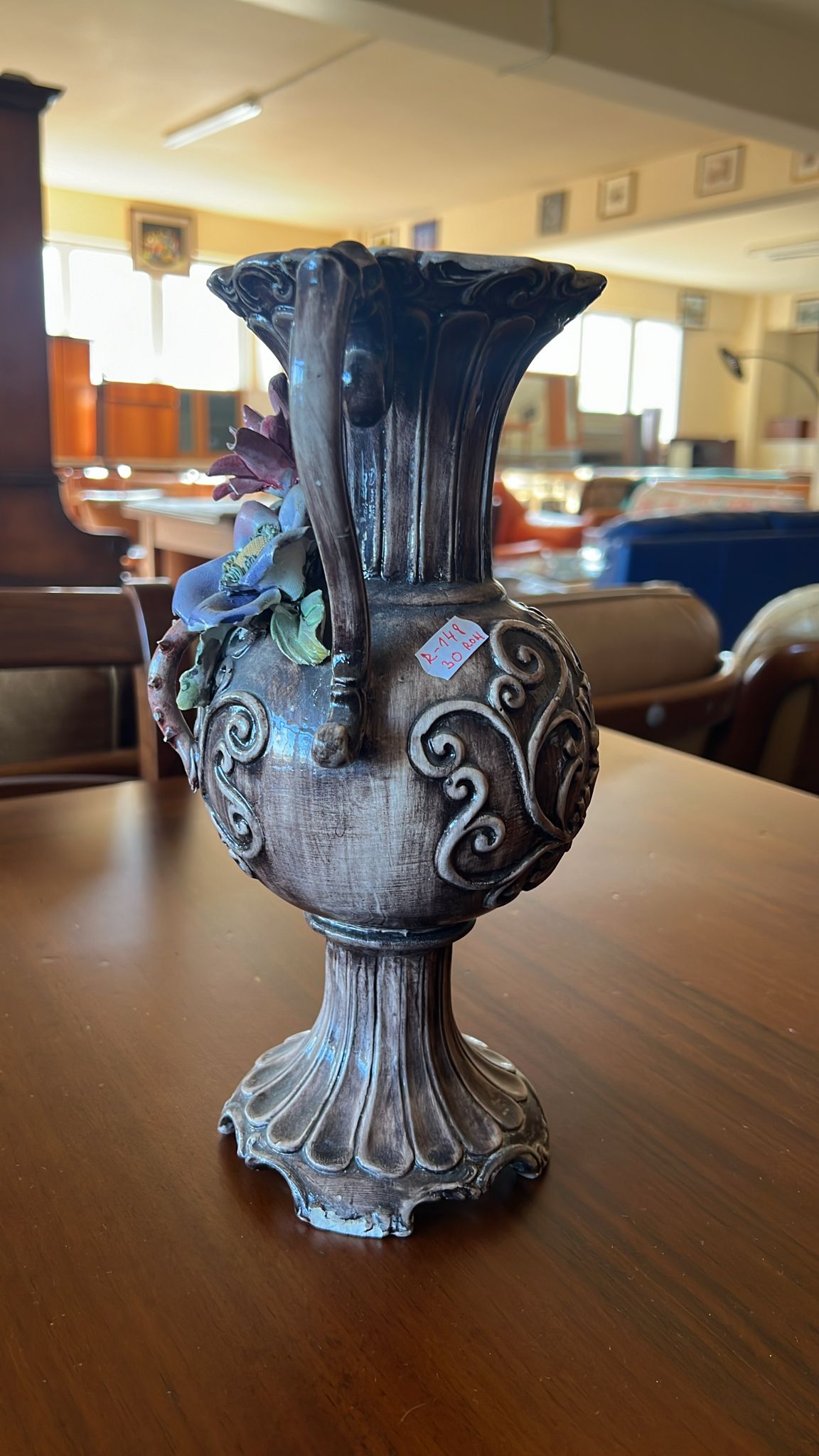 Vas decorativ vintage cu flori ornamentale R-148 sh de calitate italiana - imagine 3