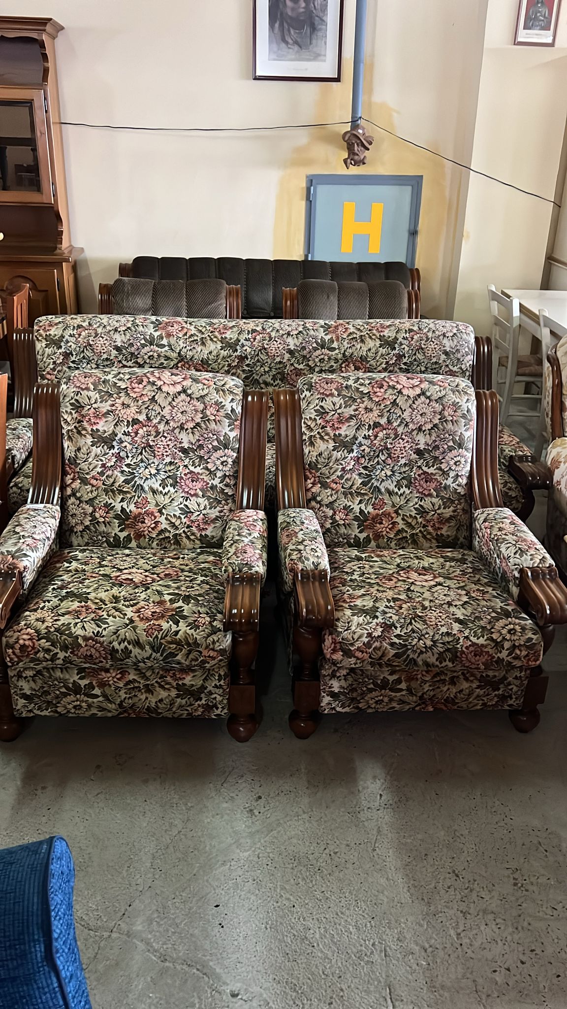 Set canapea si fotolii tapitate cu model floral sh de calitate italiana S 3024