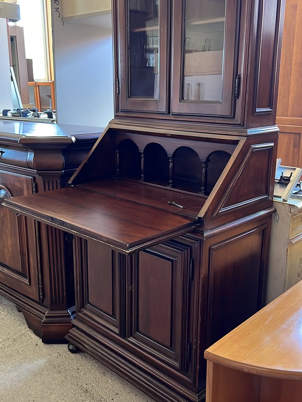 Birou secretaire vintage din lemn masiv sh de calitate italiană C 30 - imagine 4
