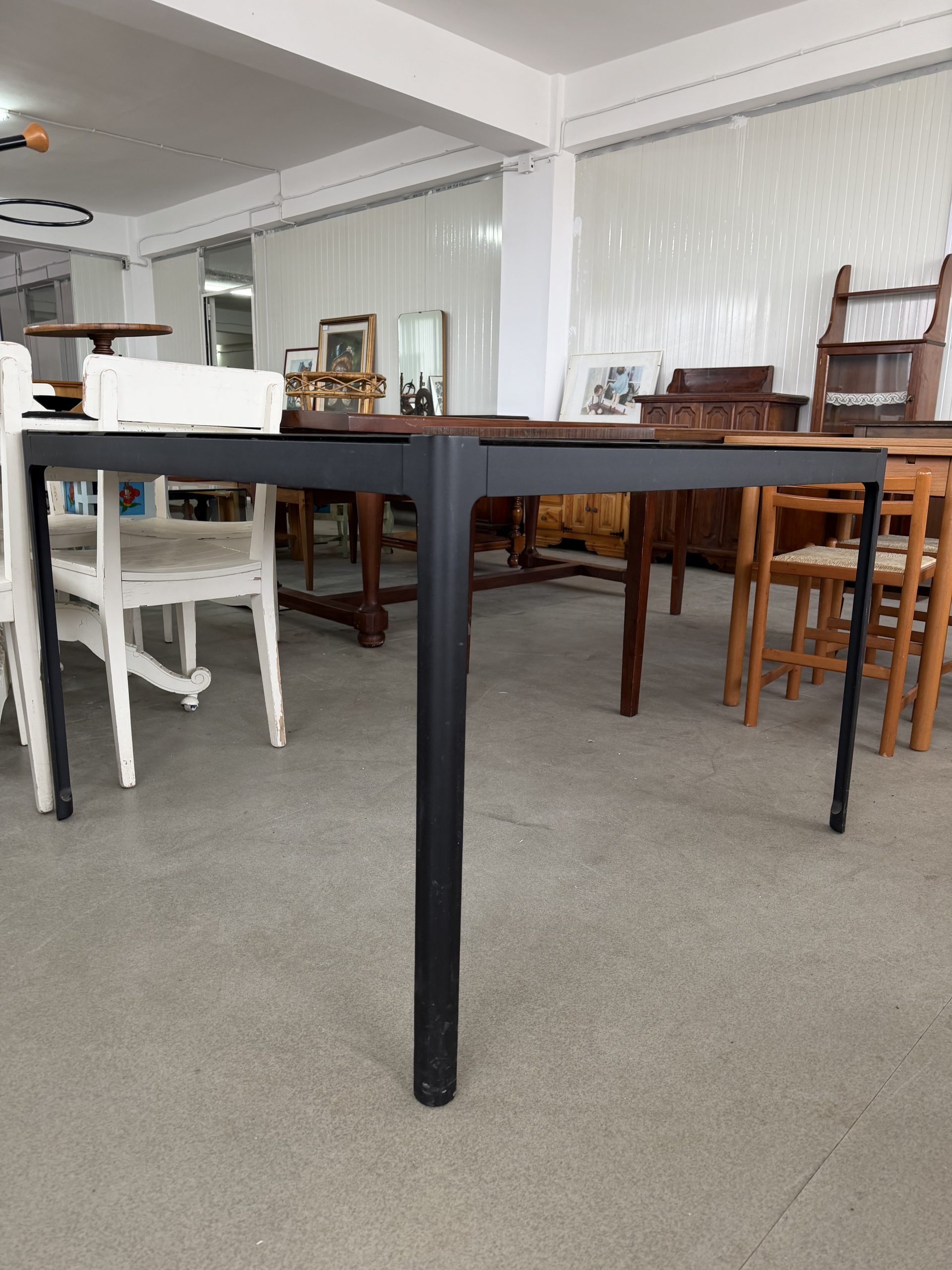Masă pătrată neagră cu blat din sticlă 110x110 cm – C 243 - imagine 2