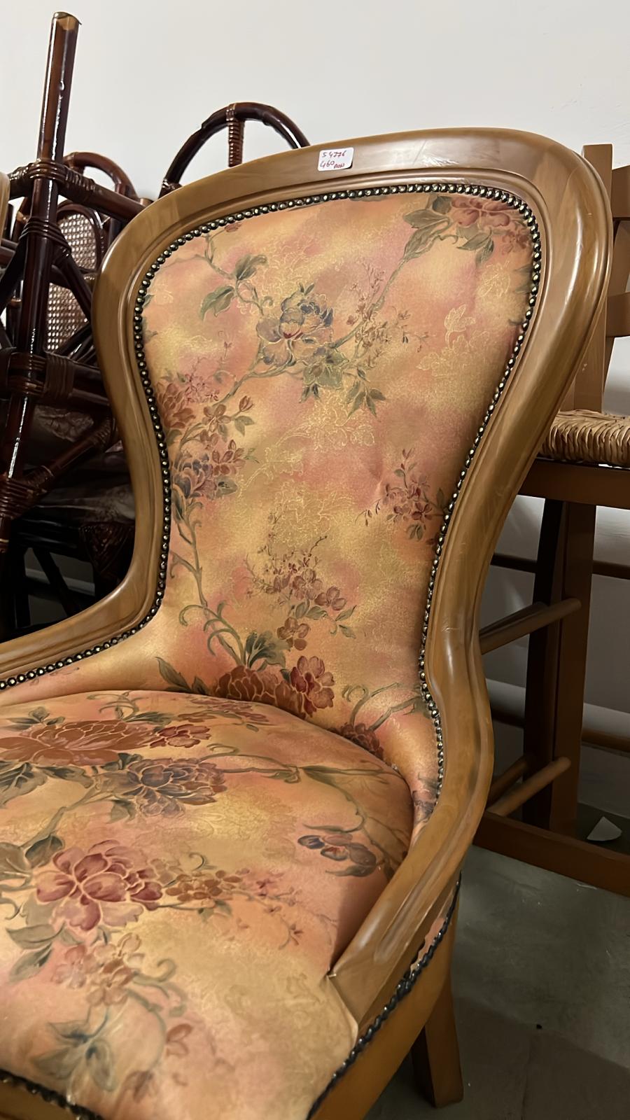 Scaun vintage cu tapițerie florală sh de calitate italiană S 4773 - imagine 2