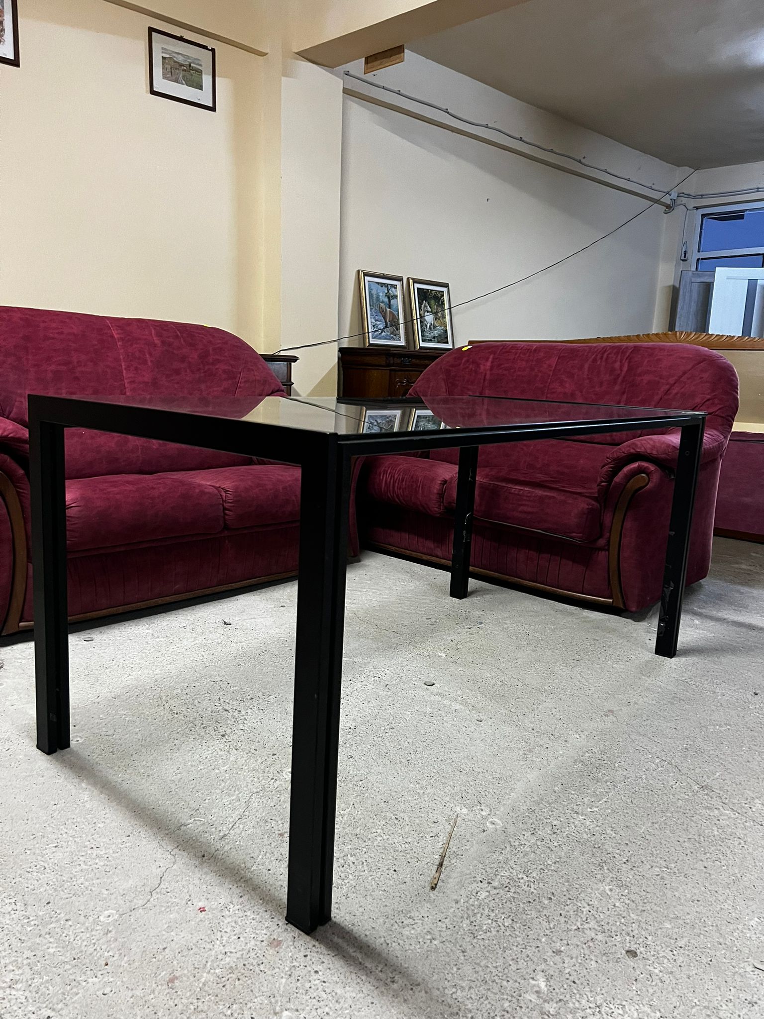Masă din sticlă cu structură metalică sh de calitate italiană C 244 - imagine 3