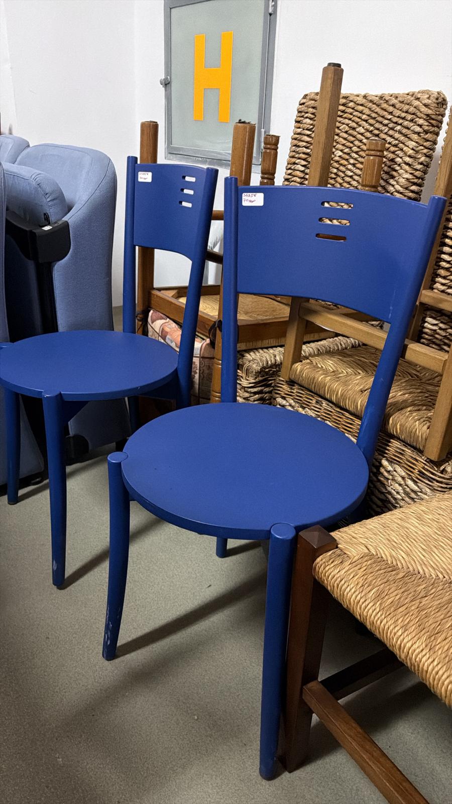 Set 2 scaune din lemn culoare albastru sh de calitate italiană | S 4756