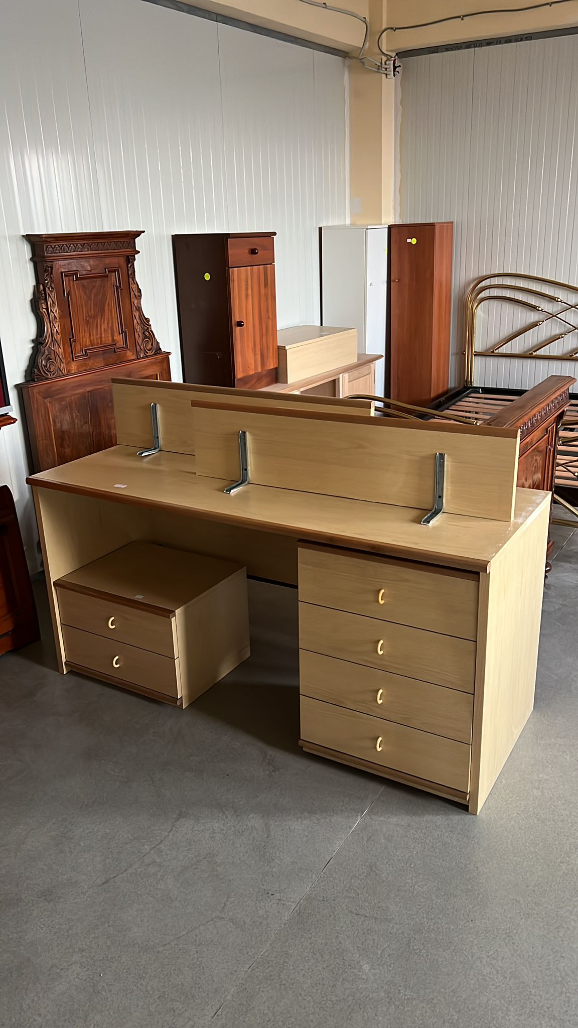 Birou office cu sertare si rafturi sh de calitate italiana S4808 - imagine 2