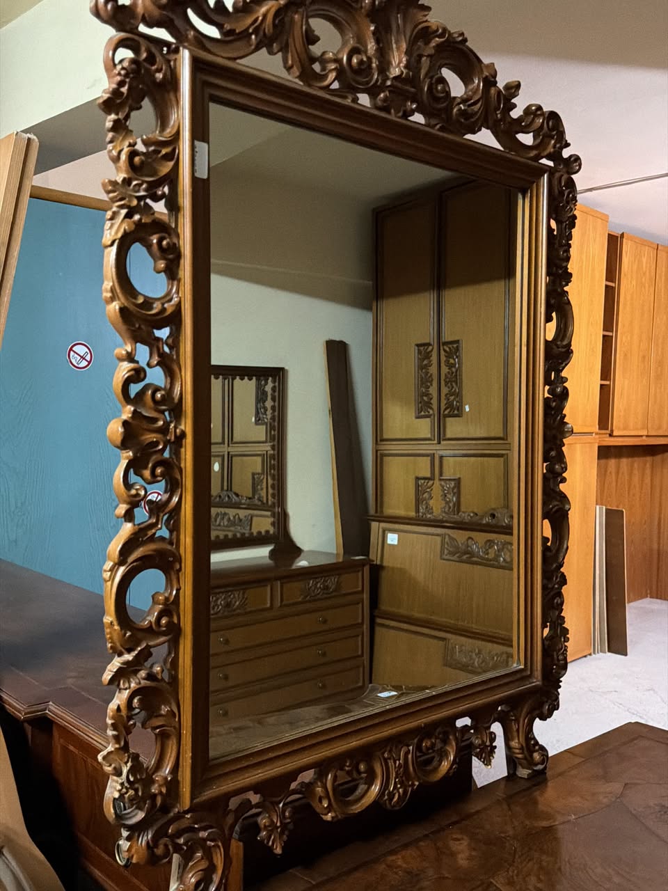 Set Comodă cu Oglindă și 2 Noptiere Stil Clasic Italian din Lemn Masiv 3972/U - imagine 2