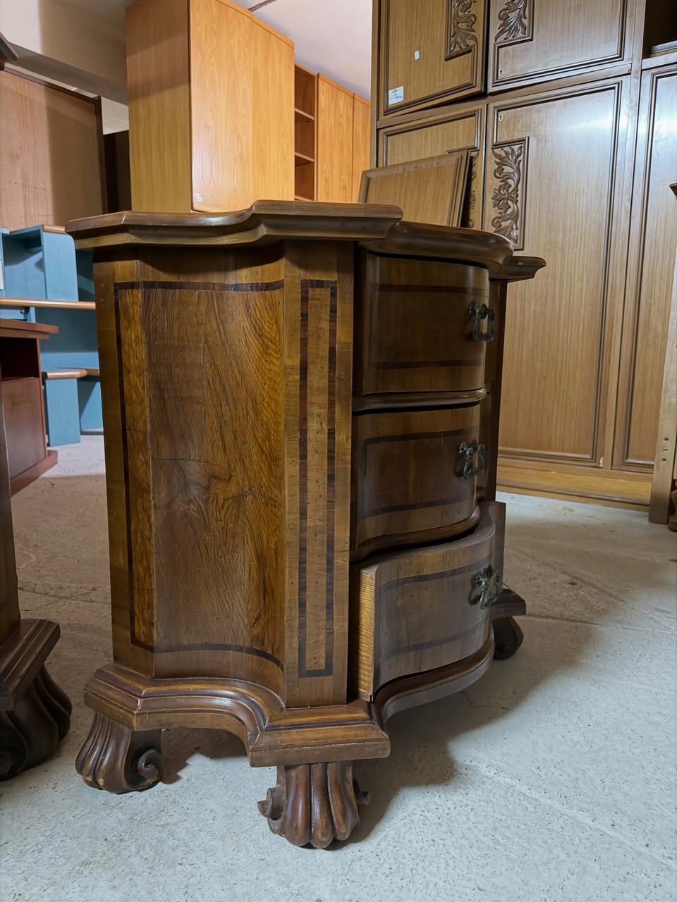 Set Comodă cu Oglindă și 2 Noptiere Stil Clasic Italian din Lemn Masiv 3972/U - imagine 4