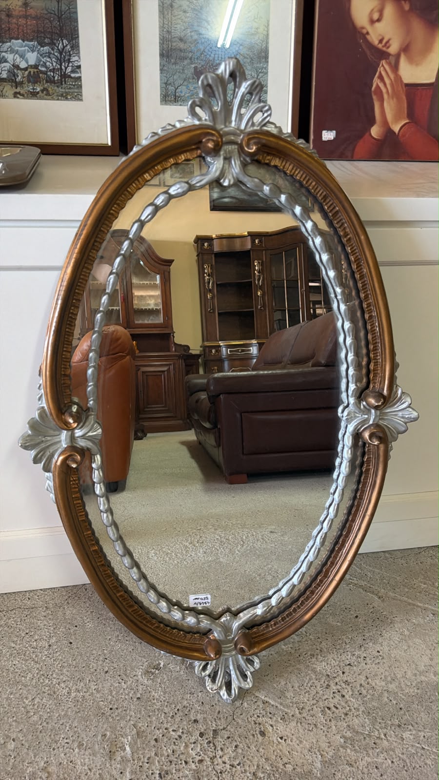 Oglindă ovală decorativă vintage SH de calitate italiană 4343/U - imagine 2